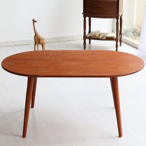 Oval Coffee Table with Conical Legs - Mid-Century Modern Wooden Table - Small Minimalist Coffee Table - Scandinavian Coffee Table