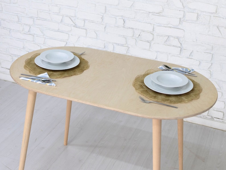 Handmade Oval Wooden Dining Table for 2 Ideal for Small Homes, Kitchens