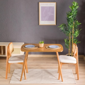 Oval Dining Table 2 Person Dinner Table, Narrow Solid Oak Wood Dinner ...