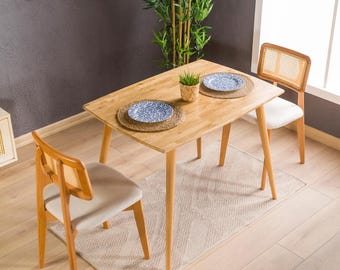 Semi Oval Side Dining Table, 2 3 4 Person Seat Solid Oak Wood Narrow Kitchen Tables