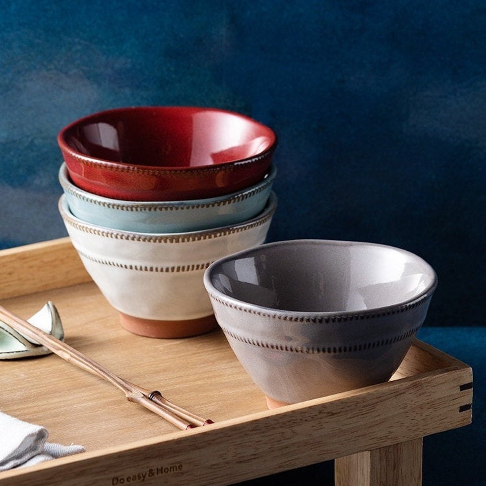 Colorful Japanese Style Ceramic Dinner Bowl Set Soup Bowl Etsy