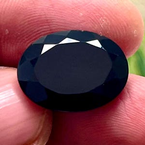 Faceted Black Onyx Gemstone Rare Quality 100% Natural Black Onyx Gemstone Jewelry Making Oval Shape 20X15X7MM 13.55 Carat