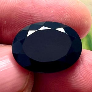 Faceted Black Onyx Gemstone Rare Quality 100% Natural Black Onyx Gemstone Jewelry Making Oval Shape 19X15X6MM 12.65 Carat