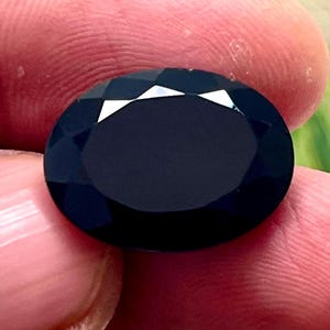Faceted Black Onyx Gemstone Rare Quality 100% Natural Black Onyx Gemstone Jewelry Making Oval Shape 20X15X7MM 13.05 Carat