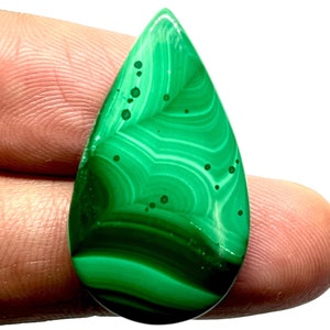 Malachite Gemstone Cabochon Rare Quality 100% Natural Malachite Cabochon Jewelry Making Pear Shape 33X18X6MM 44.70 Carat