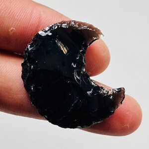 Black Obsidian Moon Crystal Crescent Obsidian Moon Crystal Healing Metaphysical Glass Crescent AAA Quality Obsidian Moon 32X16X6MM 27.00 CT