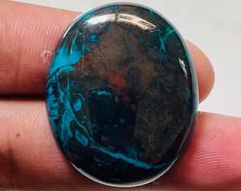 Azuriet-malachietcabochon: natuurlijke ovale edelsteen (36 x 29 x 6 mm, 81,00 karaat)