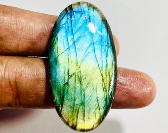 AAA Oval Labradorite Cabochon: Natural Gemstone for Jewelry Making (50X26X5MM, 71 Carat)