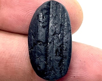 Black Tourmaline Druzy Cabochon: Natural Oval Gemstone (24X13X5MM, 16.35 Carat)