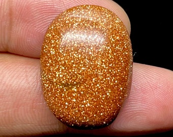Oval Brown Goldstone Cabochon: Natural Gemstone for Jewelry Making (26X19X9MM, 35.90 Carat)
