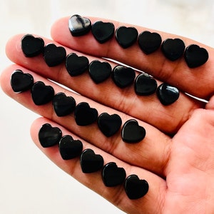 Natural Black Onyx Heart Cabochon: Jewelry Making Gemstone (10X3MM, 3.15 CT)