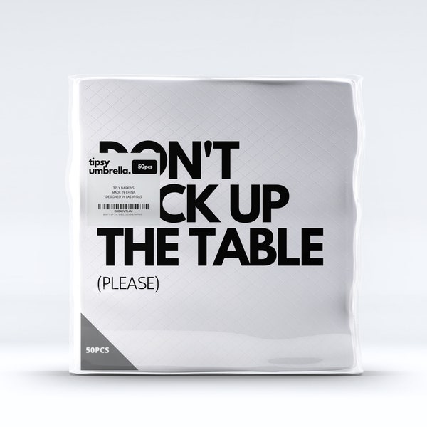 TIPSY UMBRELLA Funny Cocktail Serviettes / « Don’t mess up the table » Serviettes (50pcs) 5in x 5in