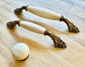 Möbelgriff, Schrankgriff, Schubladengriff, Möbelknopf, Knauf, 64mm 96mm 128mm, Porzellan Handbemalt