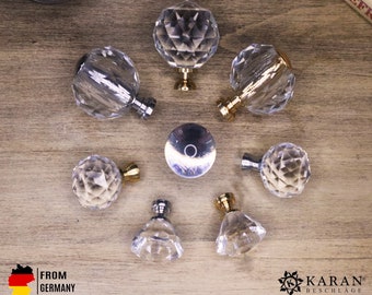 Furniture knobs, glass knobs, drawer pull, made of glass, crystal knobs, handles, gold, silver