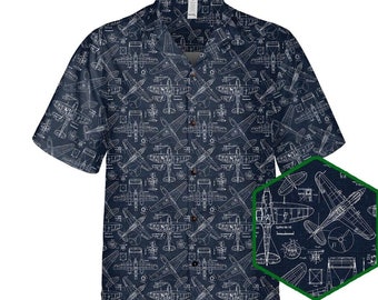 Aviation Hawaiian Shirt, Funny Airplane Gift,  Pilot Button Up, Airplane Lover Shirt