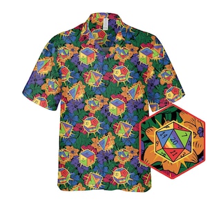 DnD Dice Pride Shirt, DnD LGBT Shirt, Dice Price Color, DnD Rainbow shirt, Dungeons and dragons, DM gift, DnD Button Up