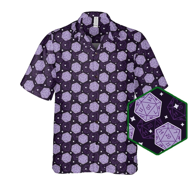 DnD Hawaiian Shirt: D20 Dice Print, Tabletop RPG Gift