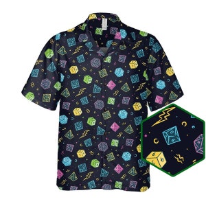 DnD Hawaii Shirt, Dice Print Shirt, Dungeon Master Gift, Roleplaying Game Apparel, Geek Outfit, Dungeons and Dragons shirt