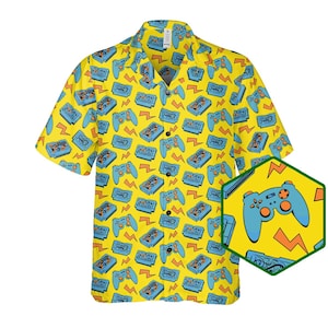 Gaming Hawaiian Shirt: Retro Game Controller Button-Up