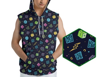 DnD Dice retro sleeveless hoodie, dungeons and dragons hoodie, dnd hoodie dnd shirt dungeon and dragon shirt dungeon master hoodie