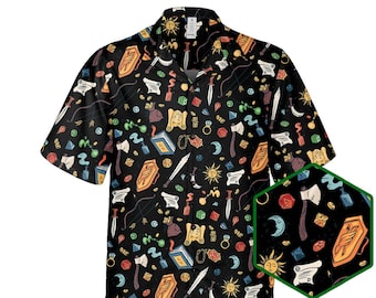 DnD Shirt, DnD Gift, DnD Hawaiian Shirt,  Dice 20 shirt, Dice shirt, Dungeons and dragons, DnD Button Up, DM gift