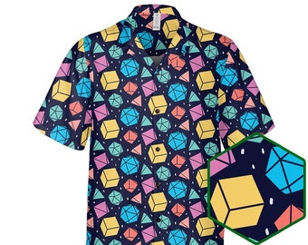 Dice polygonal pattern shirt, DnD Shirt,  DnD Hawaiian Shirt, DnD Dad Shirt, Dice shirt, Dungeons and dragons, DM gift, DnD Button Up