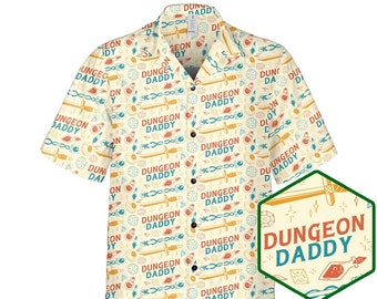 Dungeon Daddy shirt, DnD Hawaiian Shirt, DnD Dad Shirt, Dice shirt, Dungeons and dragons, DM gift, DnD Button Up, DnD Father day gift