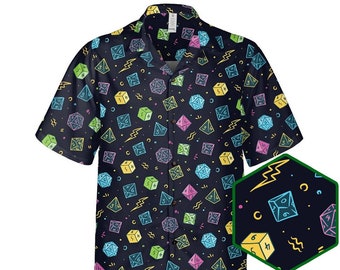 DnD Hawaii Shirt, Dice Print Shirt, Dungeon Master Gift, Roleplaying Game Apparel, Geek Outfit, Dungeons and Dragons shirt