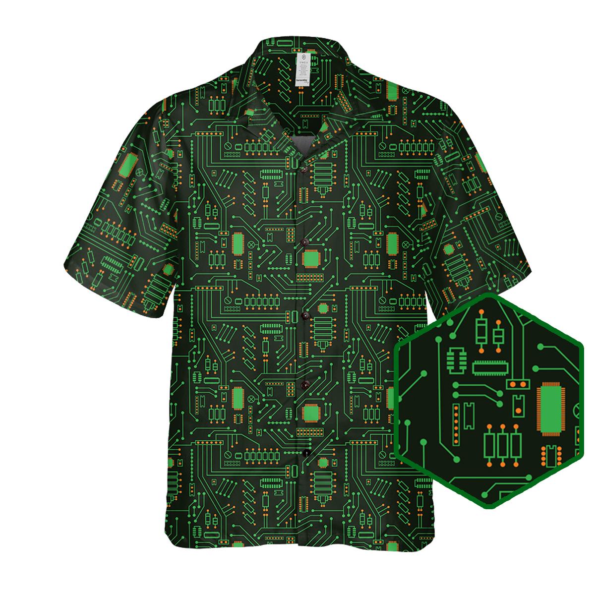 Computer Circuit Board Hawaiian Shirt, Coder Gift, Progammer IT Nerd ...