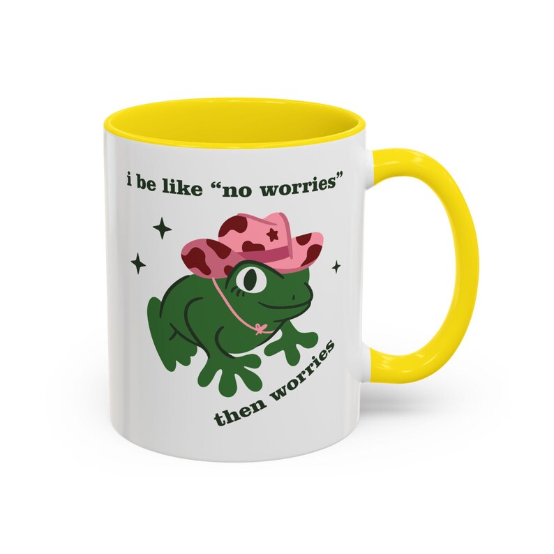 Cowboy Frog Anxiety Mug, No Worries Then Worries Cup, Funny Overthinking Meme Gift, Frog Coffee Mug, Anxious Humor Cup image 8