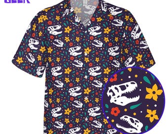 Camisa havaiana com caveira de dinossauro: T-Rex Fossil Button-Up