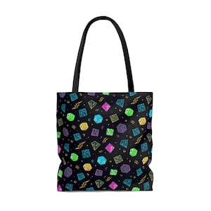 D&D Dice Tote Bag: Retro 80s D20 Print
