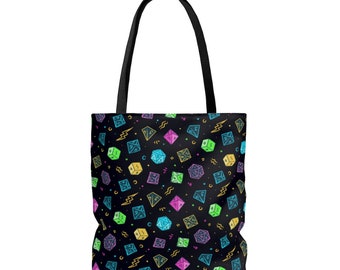 D&D Dice Tote Bag: Retro 80s D20 Print