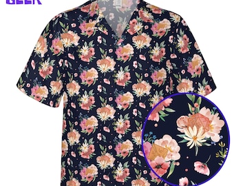 Floral DnD Hawaiian Shirt:  D20 Dice Botanical Pattern Gift