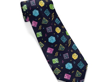 DnD Dice Necktie: Geeky Dungeons and Dragons Tie