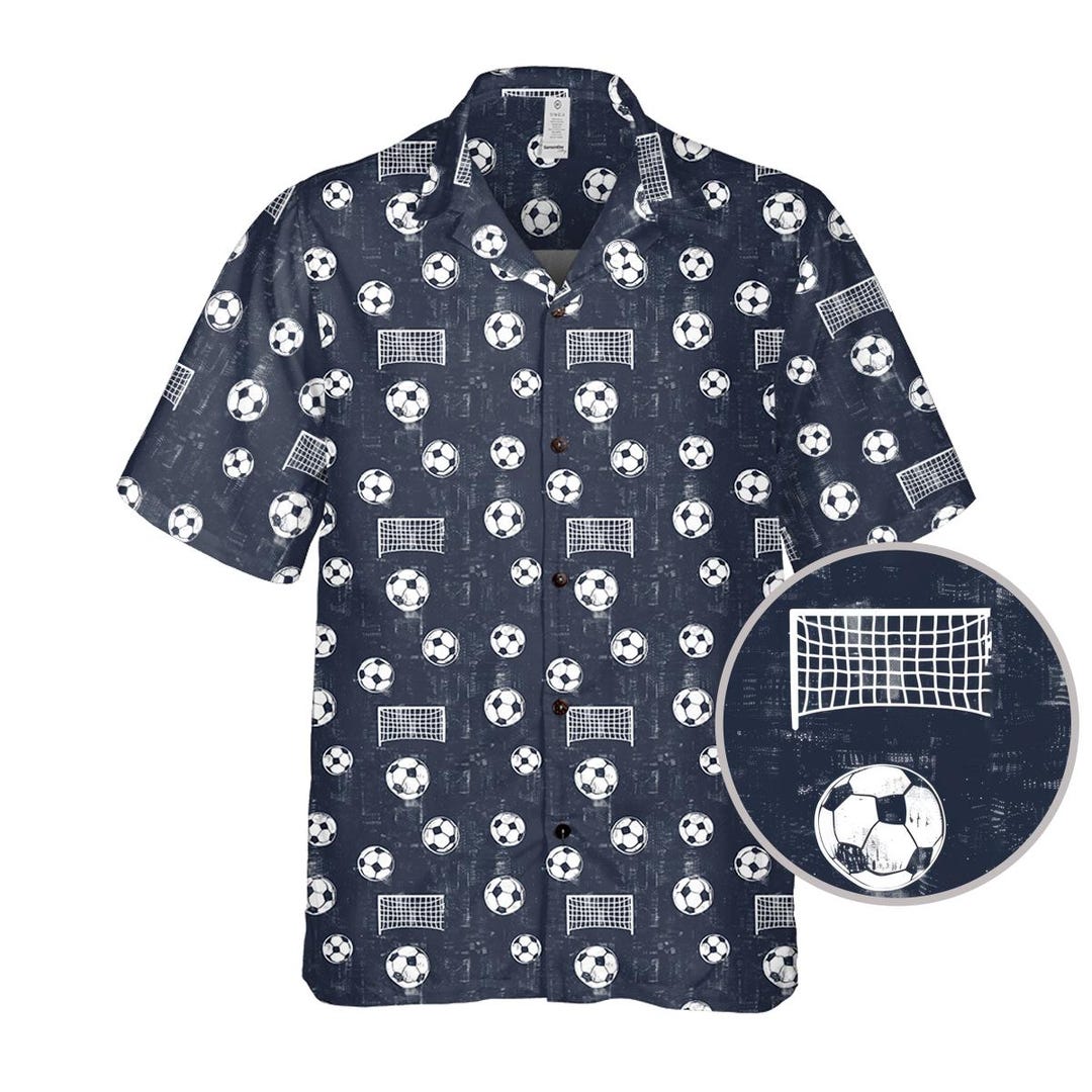 LANA ユニフォームシャツ Diamonds in the sky ミニサイズ Soccer Ball Hawaiian Shirt, Football Fan Summer Botton Up, Goal