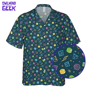 DnD Dice Hawaiian Shirt: Retro Dungeons and Dragons DM Gift