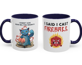 Funny DnD Coffee Mug, Cast Fireball dungeons and dragons, gamer gift, dnd player mug, geeky tea cup
