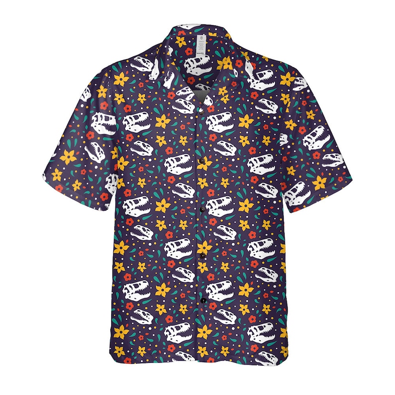 Dinosaur Shirt Dinosaur Button Up Dinosaur Hawaiian Shirt Etsy