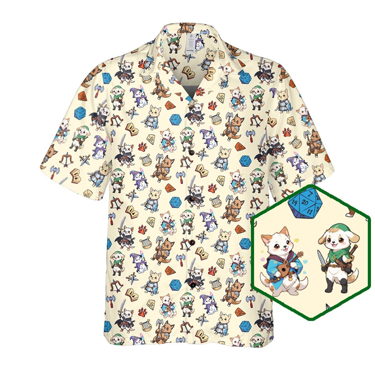 Dungeons and Dogs Hawaiian Shirt: DnD Button Up