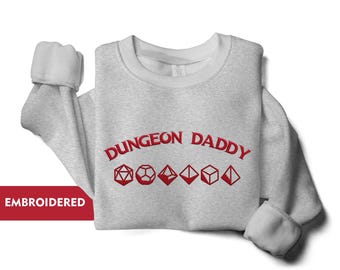 Embroidered Dungeons and Dragons Sweatshirt: Dungeon Daddy DnD Gift