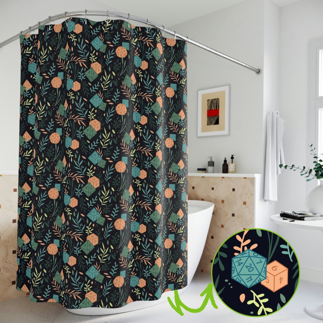 Dnd Dice Plants Shower Curtain, Dnd Curtain, Dnd Bathroom Decoration