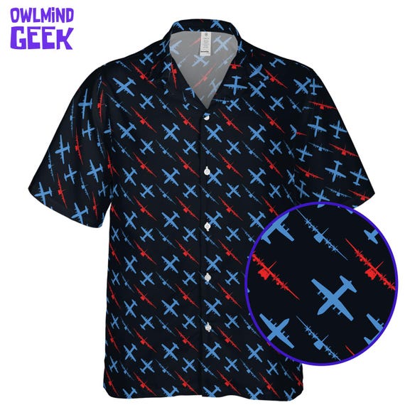 C-130J Hercules Hawaiian Shirt, Military Aviation Button Up, USAF