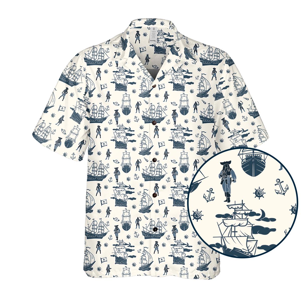 Discover Pirate Hawaiian Shirt Nautical Pirate Ship Aloha Shirt