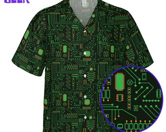 Computer Circuit Board Hawaiian Shirt, Coder Gift, Progammer IT Nerd Shirt