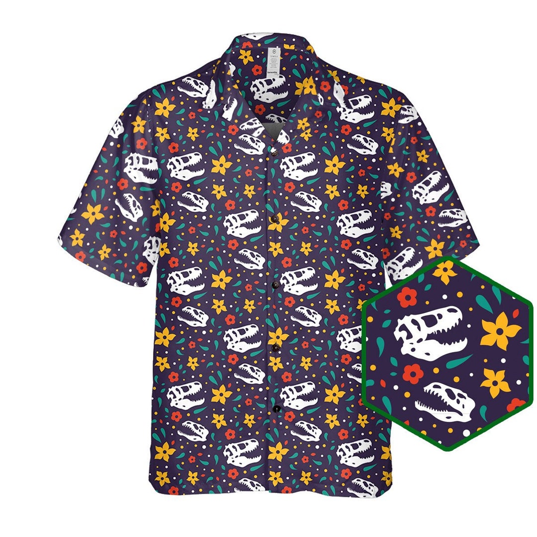 Dinosaur Shirt, Dinosaur Button Up, Dinosaur Hawaiian Shirt, Nerdy