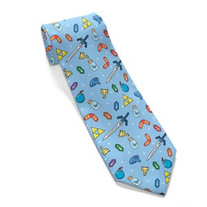 Hyrule-Inspired Spirit Tie, Cute Leaf Spirit NeckTie – Fantasy Gaming-Inspired Tie, Mystical Forest Friends Tie