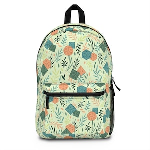 DnD Dice Plants Pattern Backpack: Dungeons and Dragons Bag