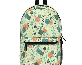 DnD Dice Plants Pattern Backpack: Dungeons and Dragons Bag