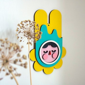 Creative wall decoration »Banni« made of several layers of wood with laser cut, hand-painted, wall decoration